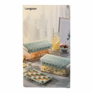 Longzon Mini Ice Cube Tray With Lid and Bin For Freezer